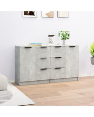 Buffets 2 pcs Gris béton 60x30x70 cm Bois d'ingénierie | Mobilier & Déco