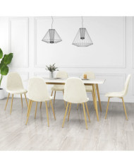 Chaises à manger lot de 6 blanc crème velours | Mobilier & Déco