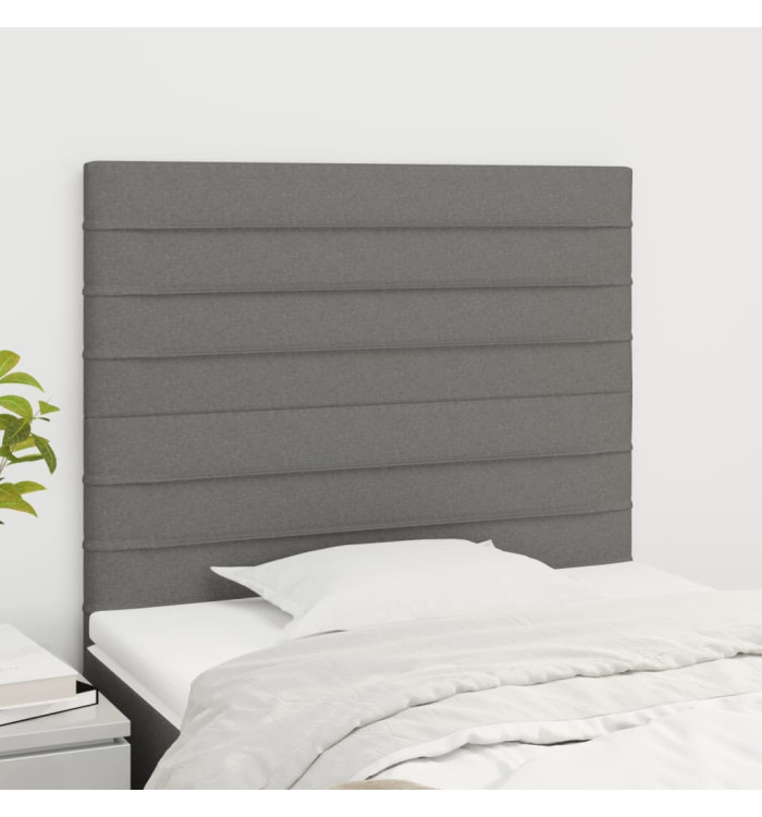 Têtes de lit 2 pcs Gris foncé 100x5x78/88 cm Tissu | Mobilier & Déco