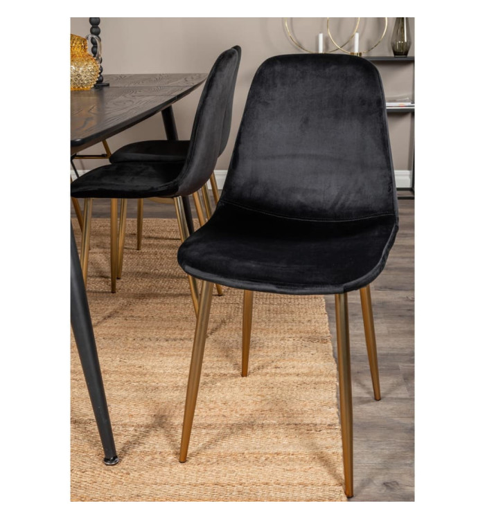 Venture Home Chaises à manger lot de 2 Polar velours noir et laiton | Mobilier & Déco