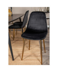 Venture Home Chaises à manger lot de 2 Polar velours noir et laiton | Mobilier & Déco