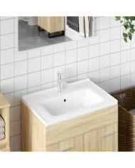 Évier salle de bain blanc 71x48x19,5 cm rectangulaire céramique | Mobilier & Déco