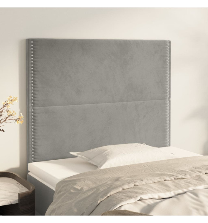 Têtes de lit 2 pcs Gris clair 80x5x78/88 cm Velours | Mobilier & Déco