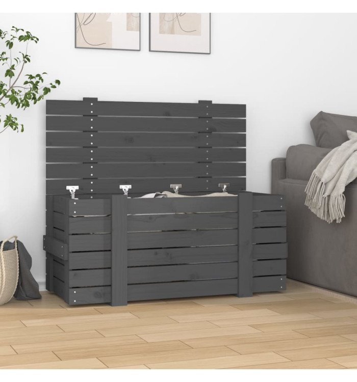 Boîte de rangement Gris 91x40,5x42 cm Bois massif de pin | Mobilier & Déco