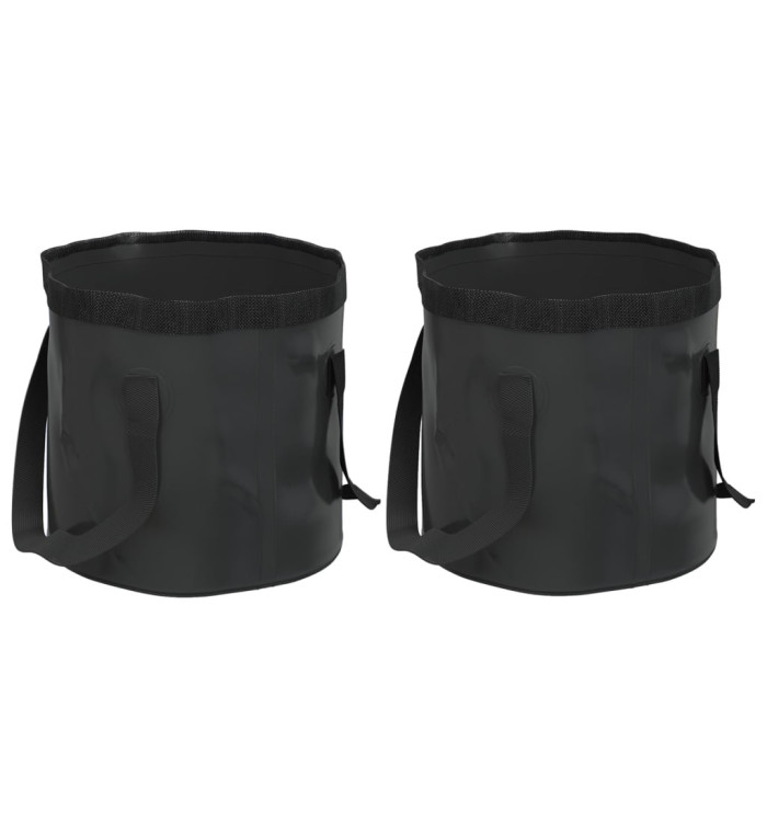 Seaux pliables 2 pcs noir 30 L PVC | Mobilier & Déco