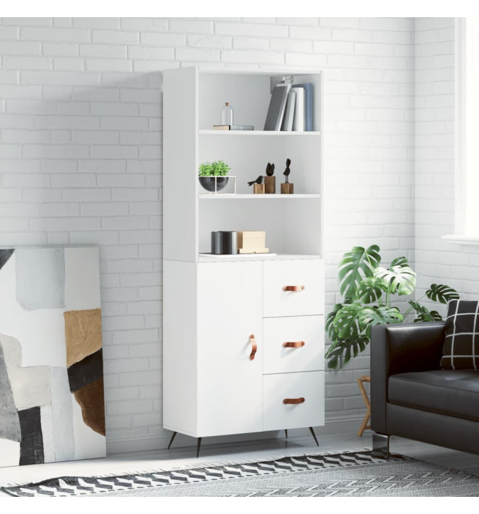 Buffet haut Blanc 69,5x34x180 cm Bois d'ingénierie | Mobilier & Déco