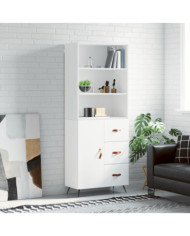 Buffet haut Blanc 69,5x34x180 cm Bois d'ingénierie | Mobilier & Déco