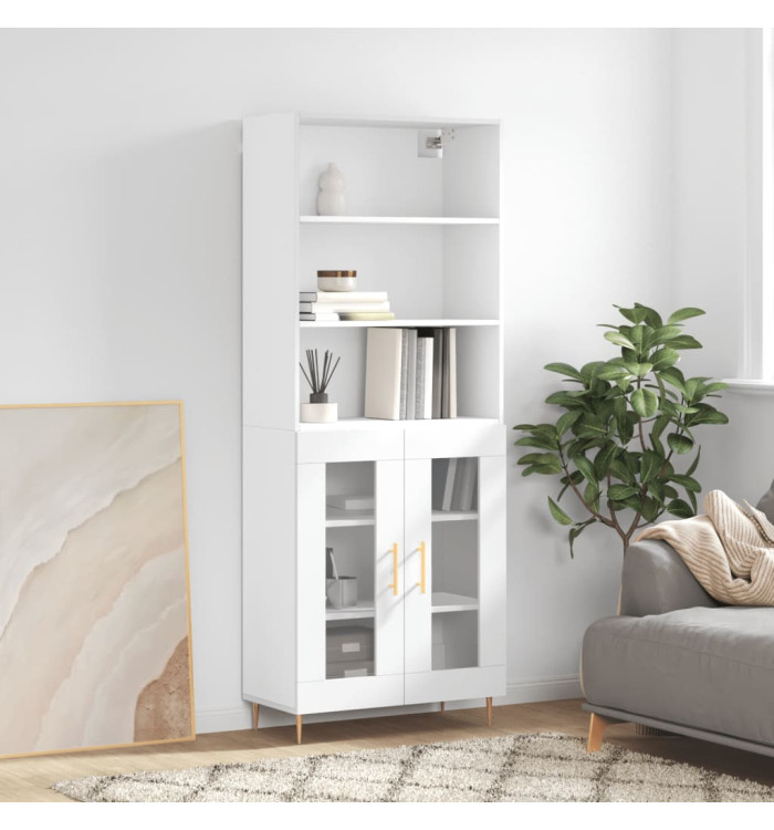 Buffet haut Blanc 69,5x34x180 cm Bois d'ingénierie | Mobilier & Déco