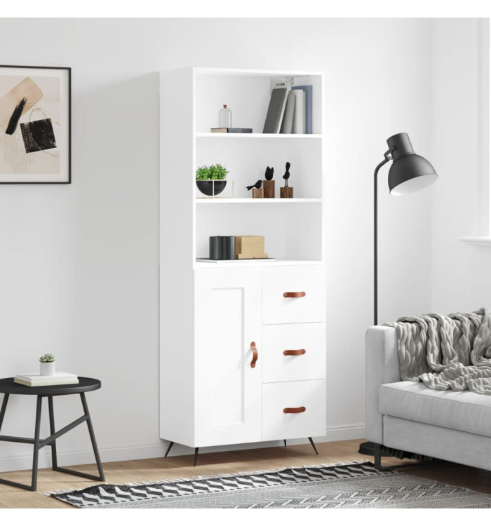 Buffet haut Blanc 69,5x34x180 cm Bois d'ingénierie | Mobilier & Déco