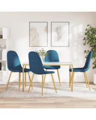 Chaises à manger lot de 4 Bleu Velours | Mobilier & Déco