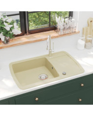 Évier de cuisine Granit Seul lavabo Beige | Mobilier & Déco