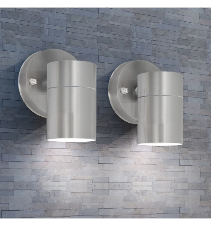 Applique murale d'extérieur 2 pcs Acier inoxydable vers le bas | Mobilier & Déco
