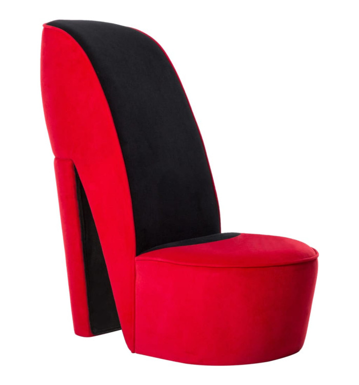 Chaise en forme de talon haut rouge velours | Mobilier & Déco