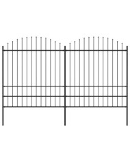 Clôture de jardin à dessus en lance Acier (1,75-2)x3,4 m Noir | Mobilier & Déco
