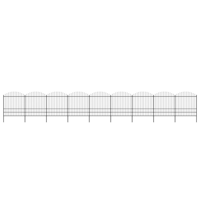 Clôture de jardin à dessus en lance Acier (1,75-2)x15,3 m Noir | Mobilier & Déco