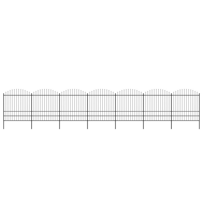 Clôture de jardin à dessus en lance Acier (1,75-2)x11,9 m Noir | Mobilier & Déco