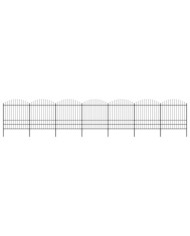 Clôture de jardin à dessus en lance Acier (1,75-2)x11,9 m Noir | Mobilier & Déco