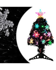 Sapin de Noël et flocons de neige LED Noir 64 cm Fibre optique | Mobilier & Déco