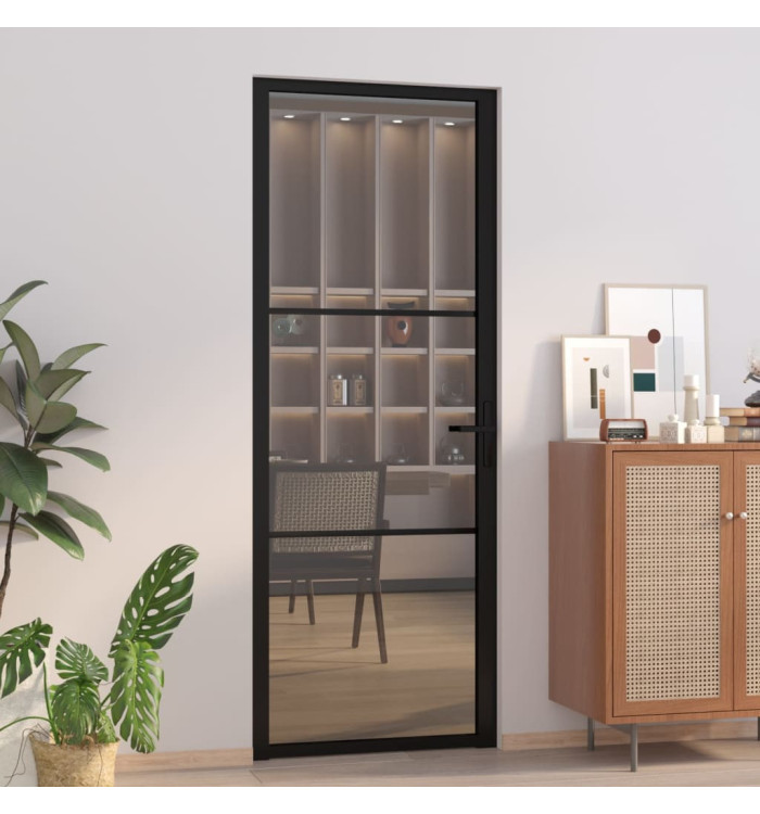 Porte intérieure 76x201,5 cm Noir Verre ESG et aluminium | Mobilier & Déco