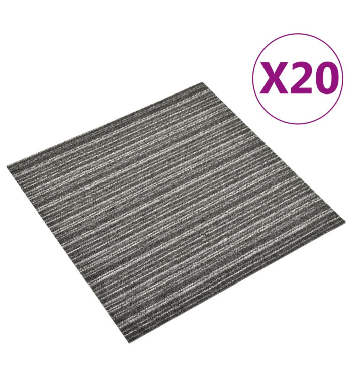 Dalles de tapis de sol 20 pcs 5 m² 50x50 cm Anthracite rayé | Mobilier & Déco