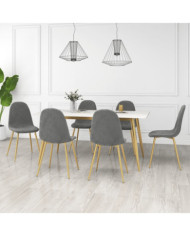 Chaises à manger lot de 6 gris clair velours | Mobilier & Déco