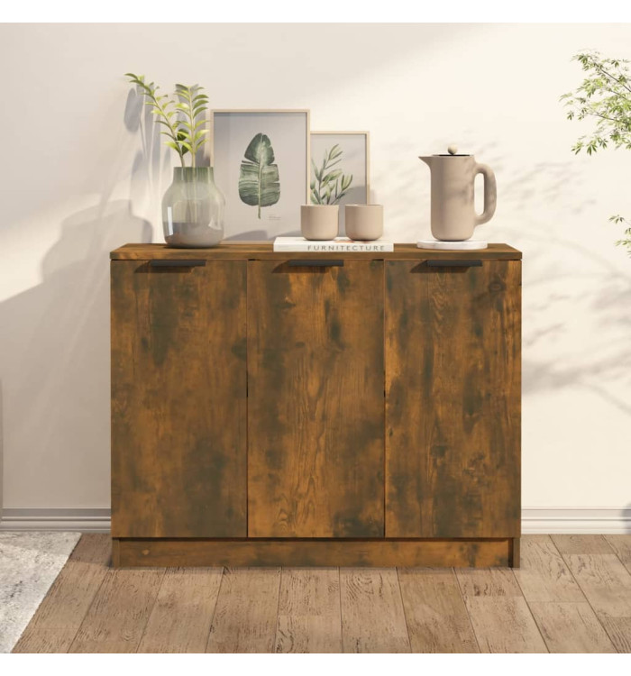 Buffet Chêne fumé 90,5x30x70 cm Bois d'ingénierie | Mobilier & Déco