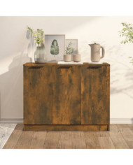 Buffet Chêne fumé 90,5x30x70 cm Bois d'ingénierie | Mobilier & Déco