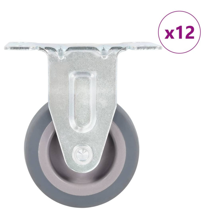 12 pcs Roulettes fixes 50 mm | Mobilier & Déco
