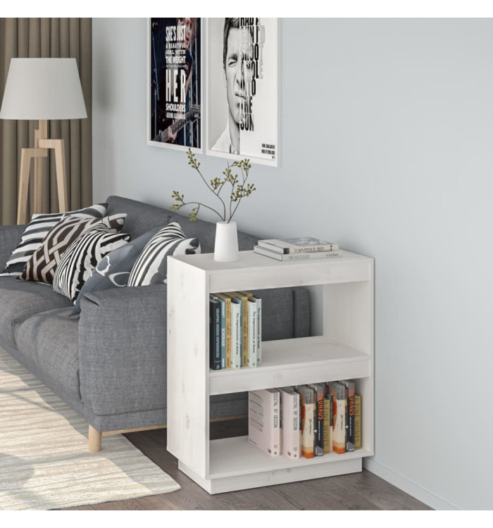 Bibliothèque Blanc 60x35x71 cm Bois de pin massif | Mobilier & Déco