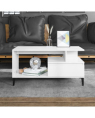 Table basse Blanc brillant 90x49x45 cm Bois d'ingénierie | Mobilier & Déco