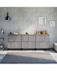 Buffets 3 pcs sonoma gris 60x35x70 cm bois d'ingénierie | Mobilier & Déco