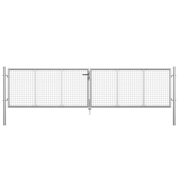 Porte de jardin Acier galvanisé 415x125 cm Argenté | Mobilier & Déco