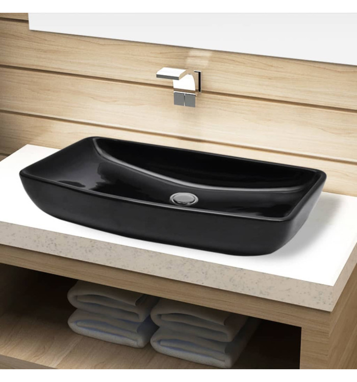 Vasque rectangulaire céramique Noir pour salle de bain | Mobilier & Déco