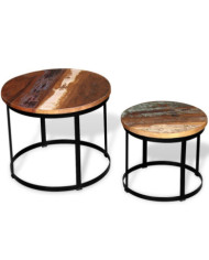 Table basse 2 pcs Bois récupéré massif Rond 40 cm / 50 cm | Mobilier & Déco