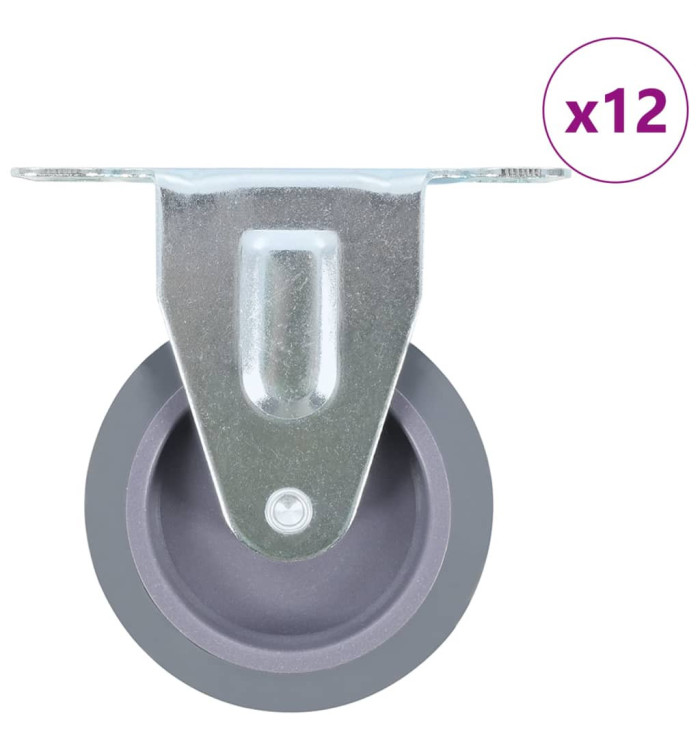 12 pcs Roulettes fixes 75 mm | Mobilier & Déco