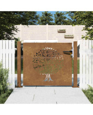 Portail de jardin 105x105 cm acier corten conception de l'arbre | Mobilier & Déco