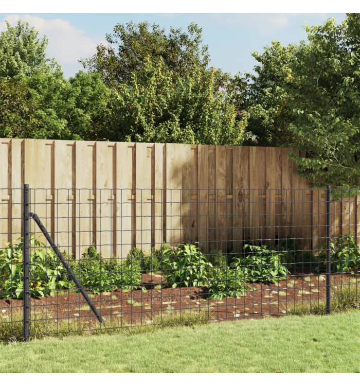 Clôture en treillis métallique et ancrage anthracite 1,1x25 m | Mobilier & Déco