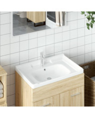 Évier de salle de bain blanc 61x48x23cm rectangulaire céramique | Mobilier & Déco
