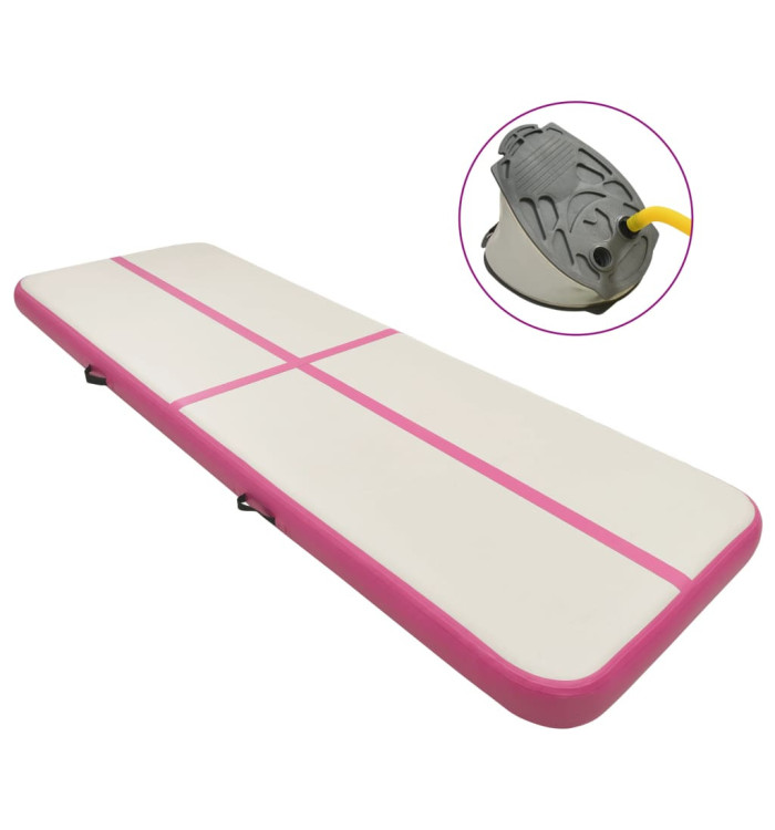 Tapis gonflable de gymnastique avec pompe 500x100x20cm PVC Rose | Mobilier & Déco