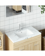 Évier de salle de bain blanc rectangulaire céramique | Mobilier & Déco