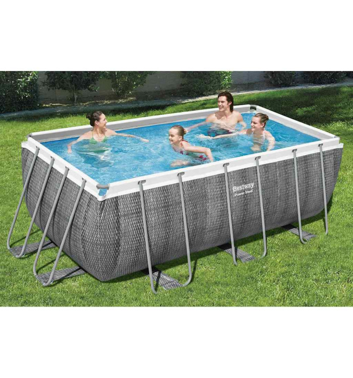 Bestway Ensemble de piscine rectangulaire Power Steel 412x201x122 cm | Mobilier & Déco