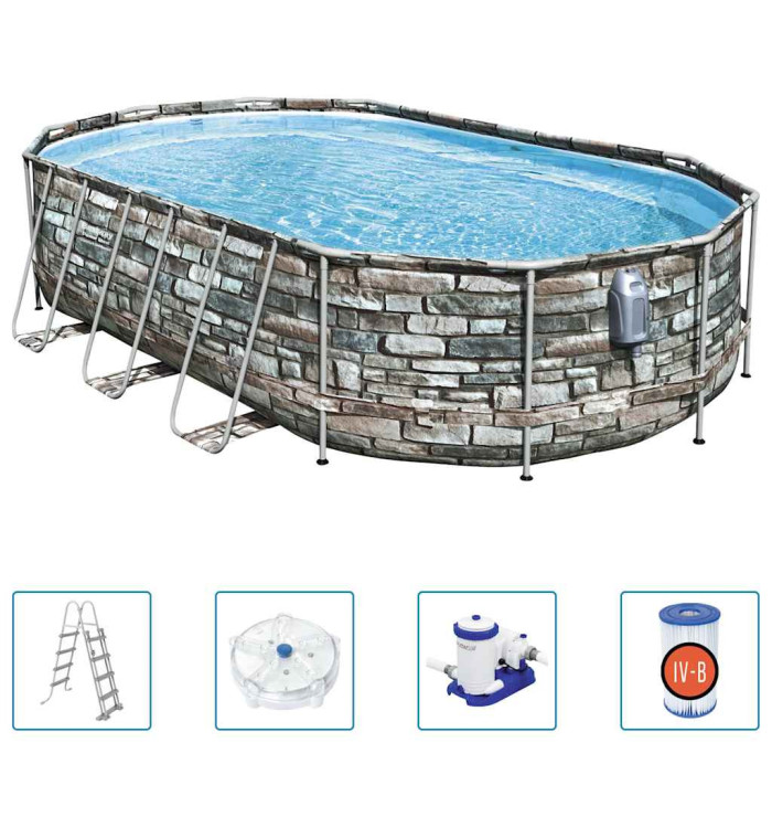 Bestway Ensemble de piscine ovale Power Steel Comfort 610x366x122 cm | Mobilier & Déco