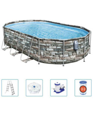 Bestway Ensemble de piscine ovale Power Steel Comfort 610x366x122 cm | Mobilier & Déco
