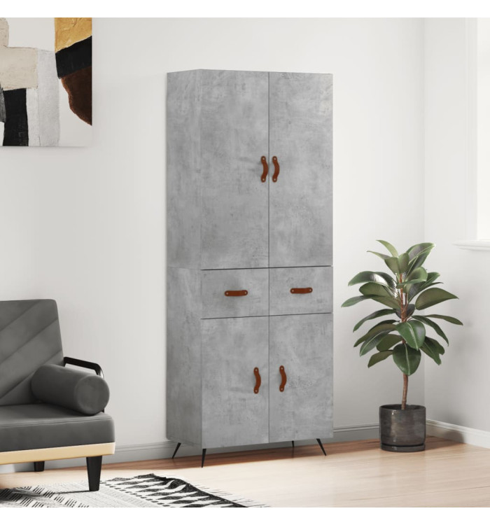 Buffet haut Gris béton 69,5x34x180 cm Bois d'ingénierie | Mobilier & Déco