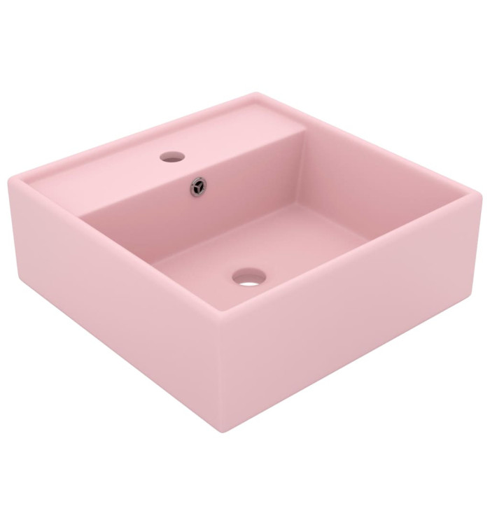 Lavabo carré de luxe à trop-plein Rose mat 41x41 cm Céramique | Mobilier & Déco