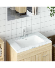 Évier salle de bain blanc rectangulaire céramique | Mobilier & Déco