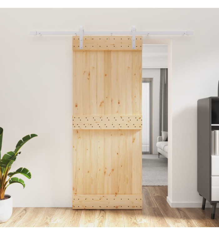 Porte coulissante et kit de quincaillerie 85x210 cm pin massif | Mobilier & Déco