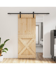 Porte coulissante et kit de quincaillerie 85x210 cm pin massif | Mobilier & Déco