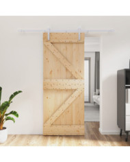 Porte coulissante et kit de quincaillerie 85x210 cm pin massif | Mobilier & Déco