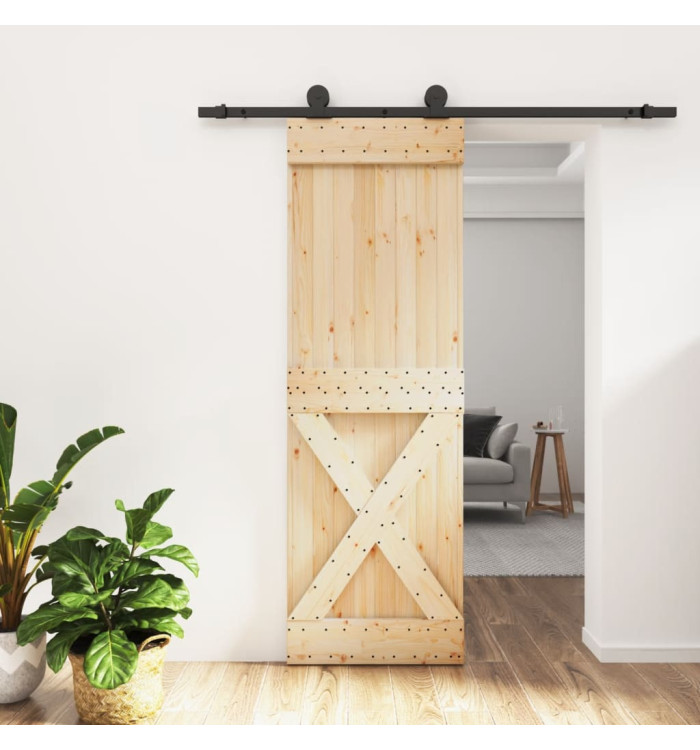 Porte coulissante et kit de quincaillerie 70x210 cm pin massif | Mobilier & Déco